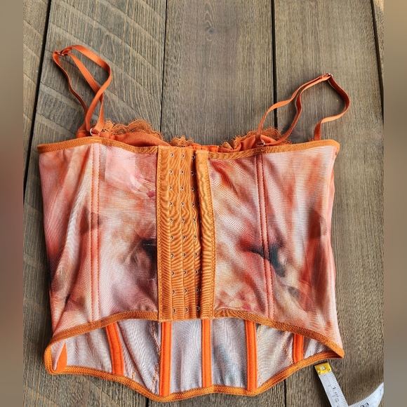 Orange Colorful Sunset Tiw Die Corset Top Xs Unbranded - Picture 6 of 8